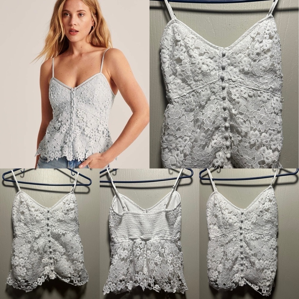 ✨🤍Abercrombie & Fitch White Lace Peplum Cami Top XS - Picture 3 of 16